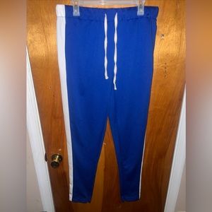 Blue track pants